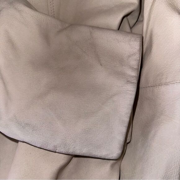Max Mara Jacket Women’s Matte Off White Leather Jacket Size 14 So soft. - Picture 9 of 12